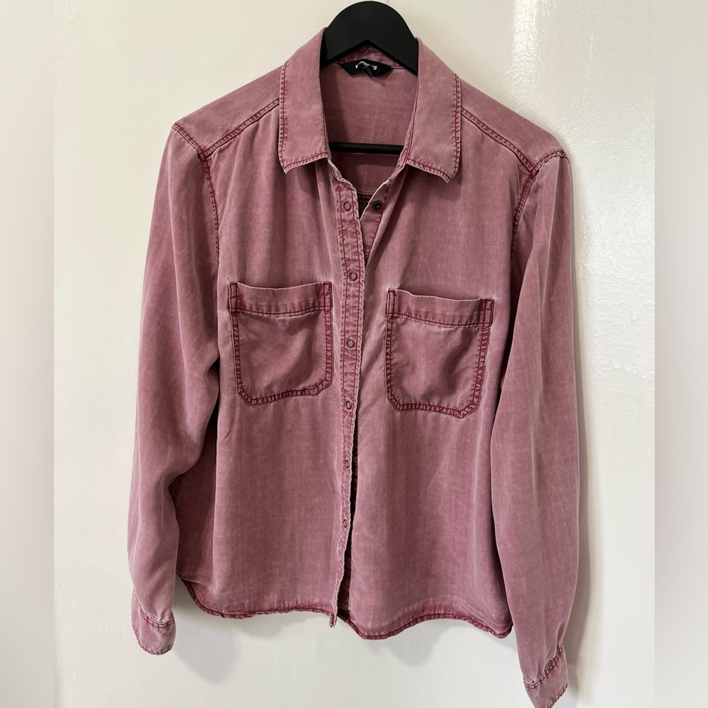 Express/ Size L /  Red Stonewash Snap Button Blouse